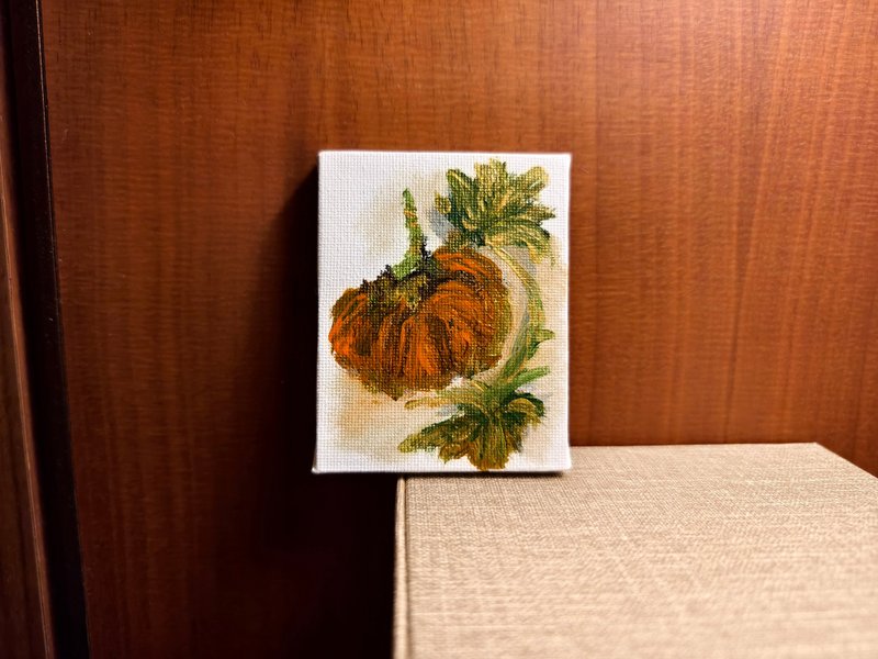 金瓜（カボチャ）/ミニウォールアート/アクリル水彩画/フレームレス絵画/装飾画 - ポスター・絵 - コットン・麻 