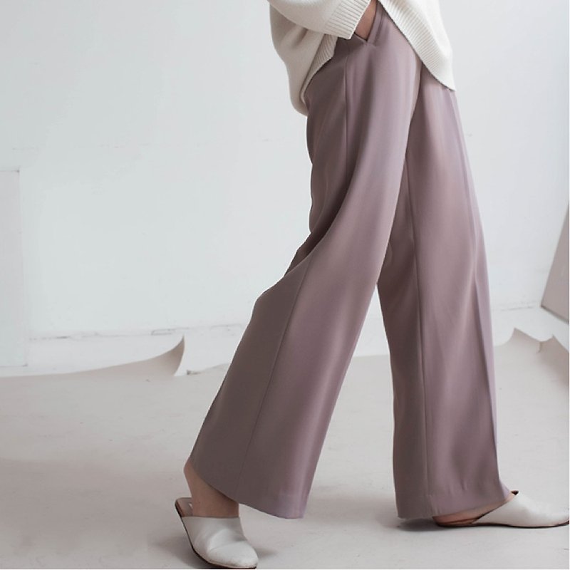 香芋灰紫色 超長西裝闊腿褲 Trendy 長到拖地的寬松闊腿褲 - 女西裝外套 - 聚酯纖維 紫色