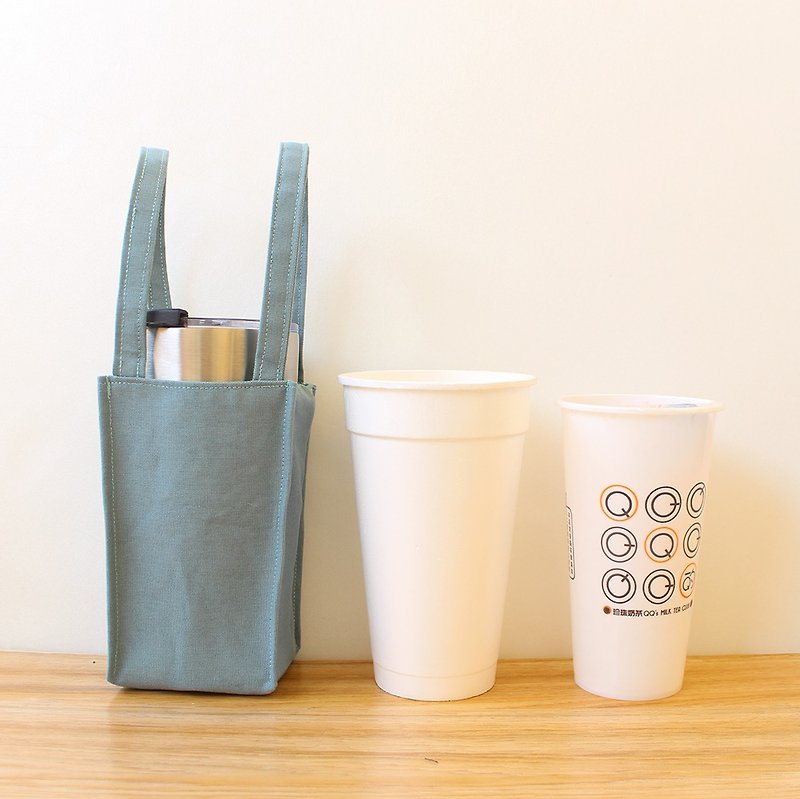 Plain Beverage Bag (Large) Green Cup Bag Ice Bass Cup Bag - ถุงใส่กระติกนำ้ - ผ้าฝ้าย/ผ้าลินิน 