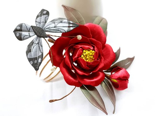 薔薇ハート＊簪 華麗八重薔薇花簪｜普段使いの簪・ヘアアクセサリーブランド［かんざし