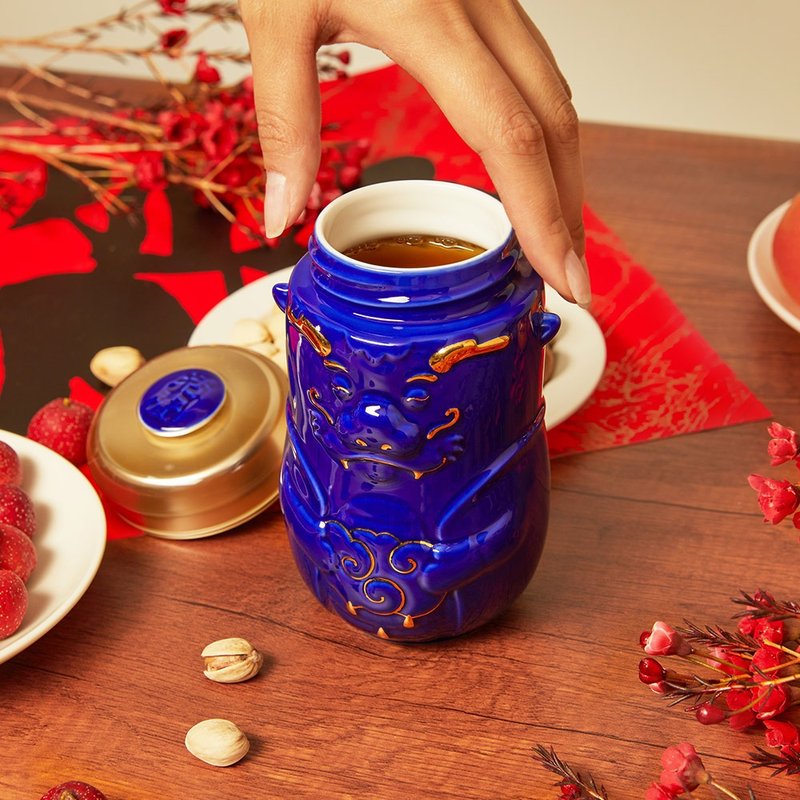 龍寶隨身杯 / 小 / 單層 / 鎏金 / 寶藍 390ml - 水瓶/水壺 - 瓷 藍色