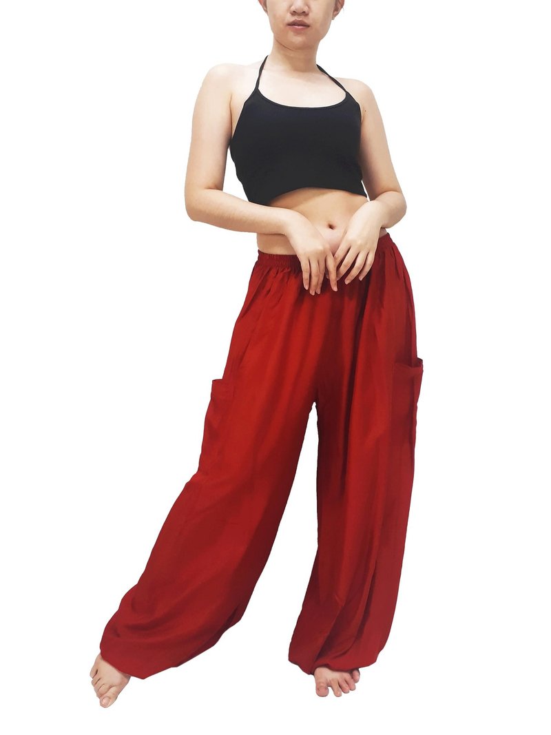 Solid Harem Pants Women Clothing Aladdin Pants Gypsy Pants Rayon Trouser SRNC - Men's Pants - Other Materials Red