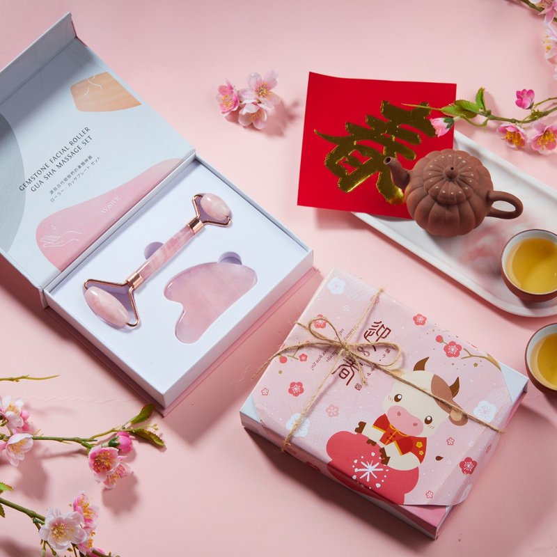 ナチュラルピンククリスタル/フェイシャルローラー/クリスタルマッサージローラー/しわの予防/血行を促進 - エッセンス・美容液 - クリスタル ピンク