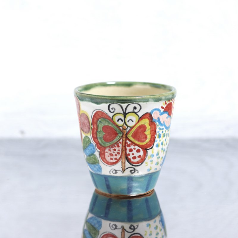 蝶絵のフリーカップ・Lサイズ - 其他杯子 - 陶 多色