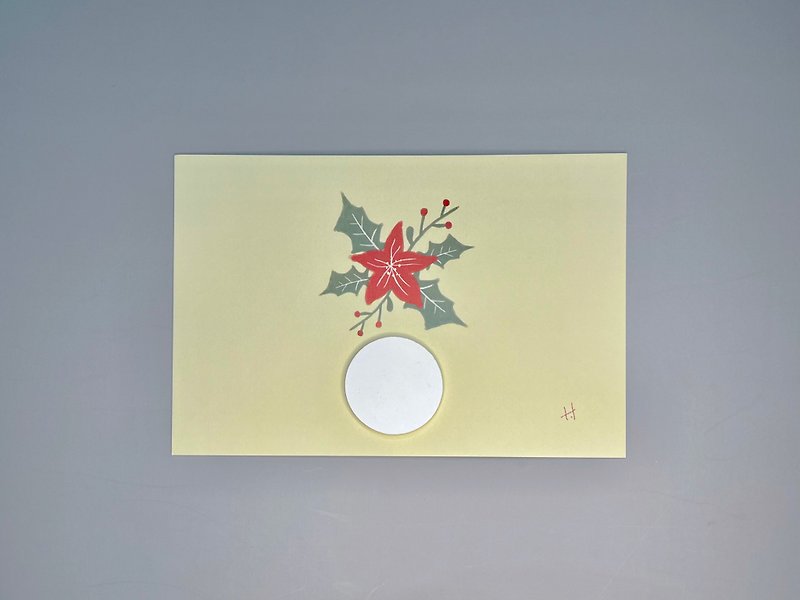 V.N【紀念系列-聖誕紅】會擴香的明信片【聖誕節禮物】 - 心意卡/卡片 - 紙 黃色