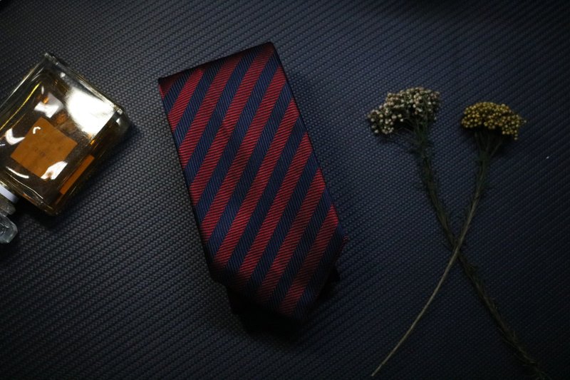 紅藍拼色條紋真絲領帶禮盒裝紳士商務necktie - 領帶/領帶夾 - 絲．絹 多色