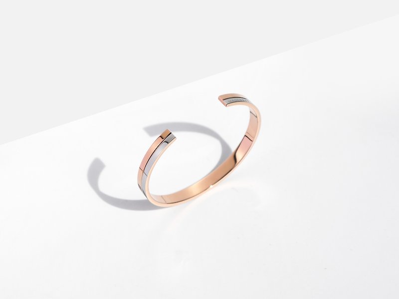 Linear Cuff Bracelet | Rose Gold | Engravable - Bracelets - Stainless Steel Gold