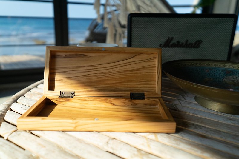 Italian Zen forest olive solid pencil case storage box - Pencil Cases - Wood Khaki