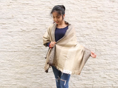 South American hand-made alpaca shawl long hair