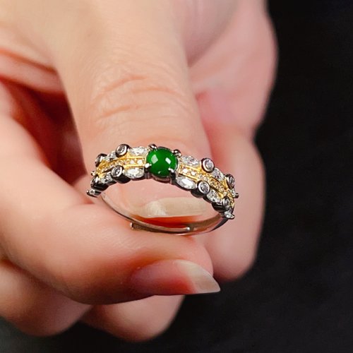 瓔珞珠寶盒 E.L.Jewelry Box 冰種老坑綠翡翠蛋面設計款戒指 925純銀 | 天然翡翠A貨 | 送禮