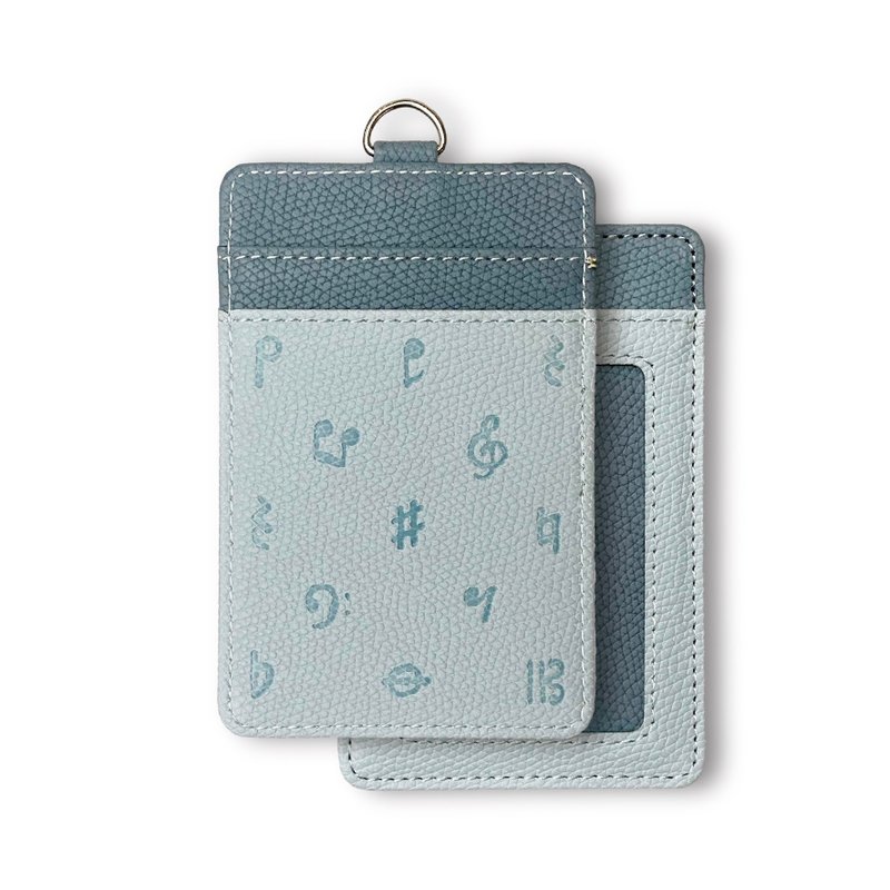 【Blue】Musical Note ID Holder - ที่ใส่บัตรคล้องคอ - หนังเทียม 