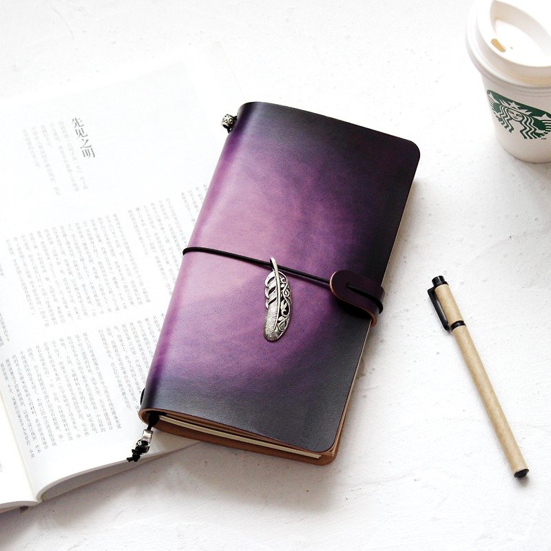 Such as the Wei blooming series of purple 22 * ​​12cm notebooks leather notebook diary TN travel creative gift Notepad can be customized handmade - สมุดบันทึก/สมุดปฏิทิน - หนังแท้ สีม่วง