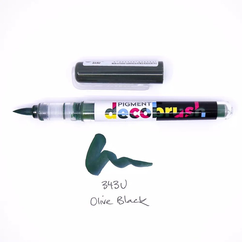 Olive Black (343U) DecoBrush Pigment Liquid Acrylic Brush - Other Writing Utensils - Plastic Green