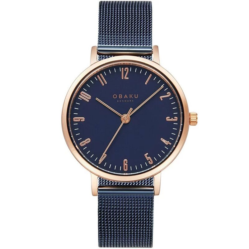 OBAKU 城市探索淑女時尚腕錶-玫瑰金X藍-V248LXVLML-32mm - 女錶 - 不鏽鋼 多色