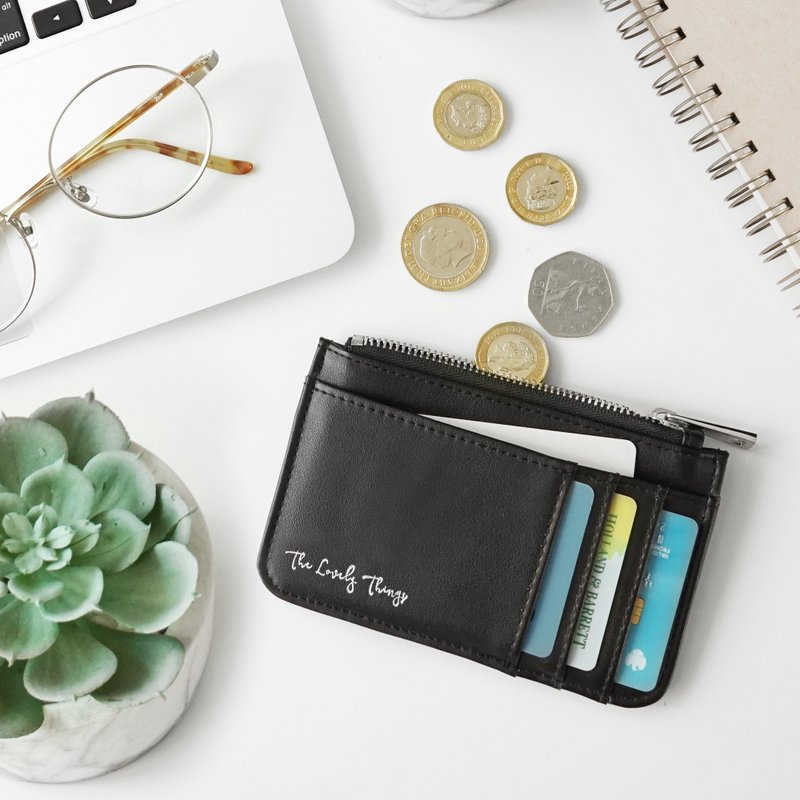 LOTTIE Card Holder Zip Wallet (Vegan / Cruelty-free) - Black - Wallets - Faux Leather Black