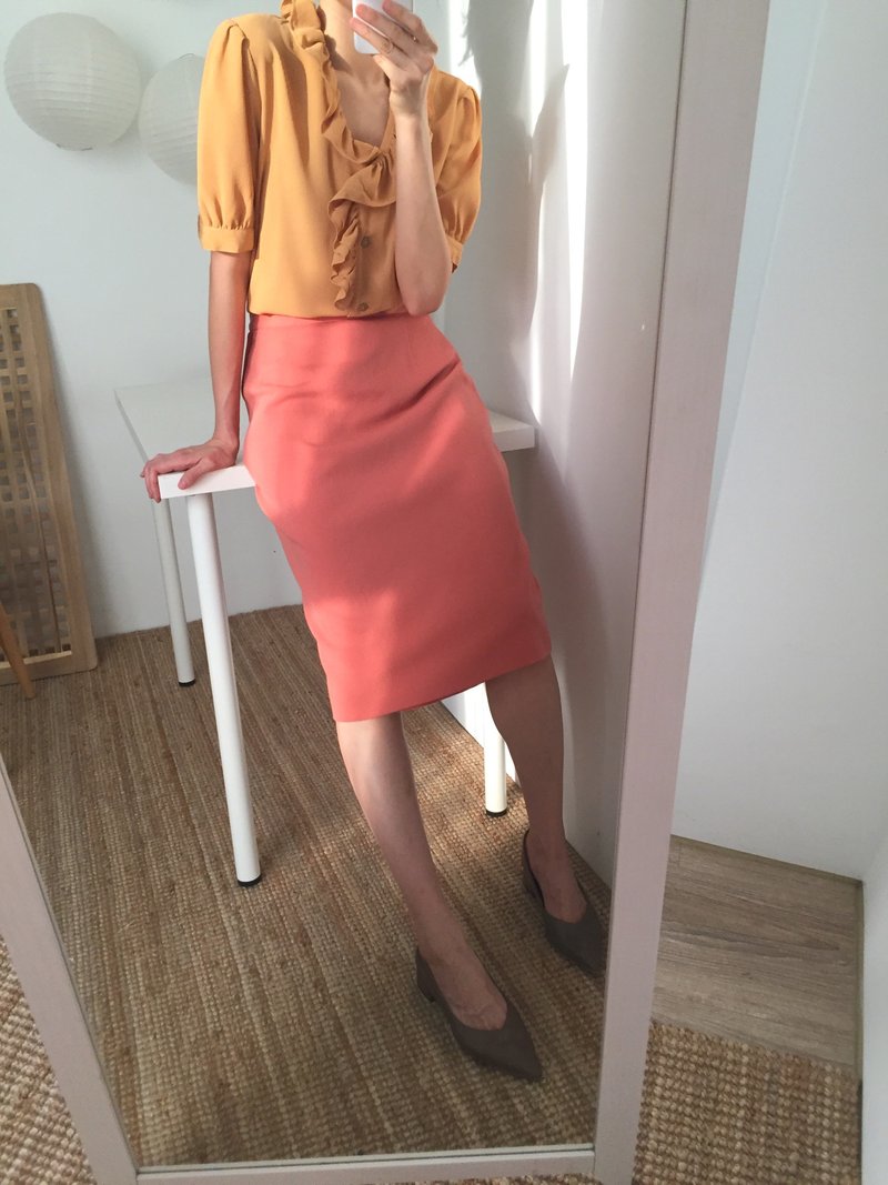 ASAMI SKIRT - JAPANESE VINTAGE squid powder shape discounted wool knit skirt - Skirts - Wool Pink