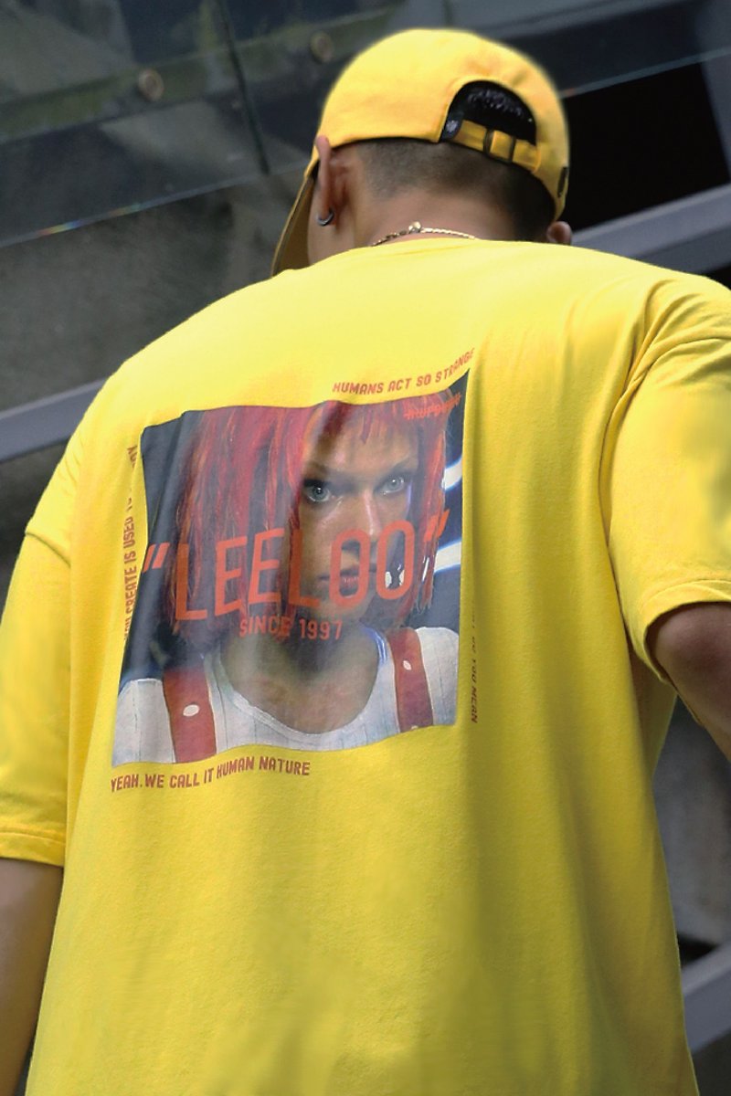 HWPD LEELOO Tee The Fifth Element-Lilu Image-Shoulder Short Tee - Men's T-Shirts & Tops - Cotton & Hemp Yellow