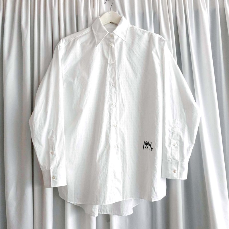 New Masion Margiela MM6 white printed pattern loose fit jacquard long-sleeved shirt - Women's Shirts - Wool White