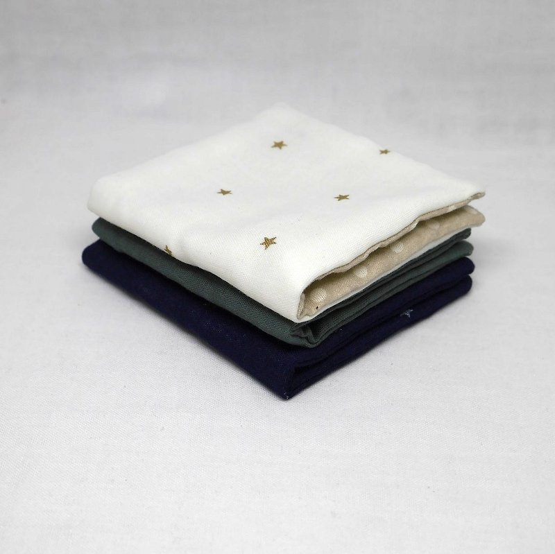 Japanese Handmade 6 layer of gauze mini-handkerchief/ 3 pieces in 1unit - Bibs - Cotton & Hemp White