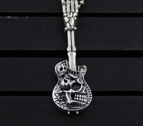 garyjewelry S 925 Sterling Silver Guitar Designer Hand Skull Pendants Necklaces NO CHAIN