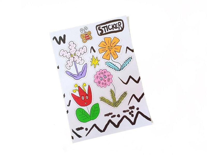 A Flower Sticker-Textured Rolling Molded Sticker/Handbook Friend - Stickers - Paper Multicolor