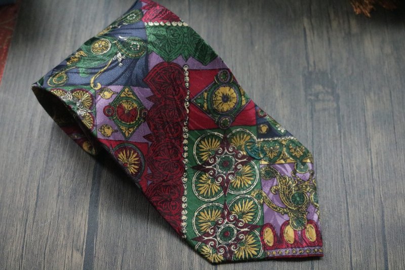 百分百真絲巴洛克花紋圖騰領帶禮盒 - 領帶/領帶夾 - 絲．絹 多色