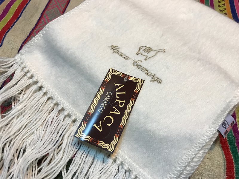 Alpaca scarves handmade bristles - White - ผ้าพันคอ - ขนแกะ ขาว