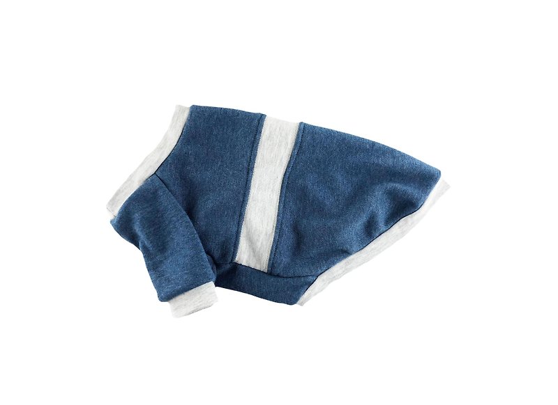 Blue Knit Terry Contrasting Top, Cotton Dog Top, Dog Apparel - 寵物衣服 - 其他材質 藍色