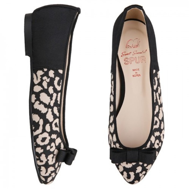 新年 SPUR 豹紋平底鞋 FF7010 BLACK - 女休閒鞋/帆布鞋 - 其他材質 黑色