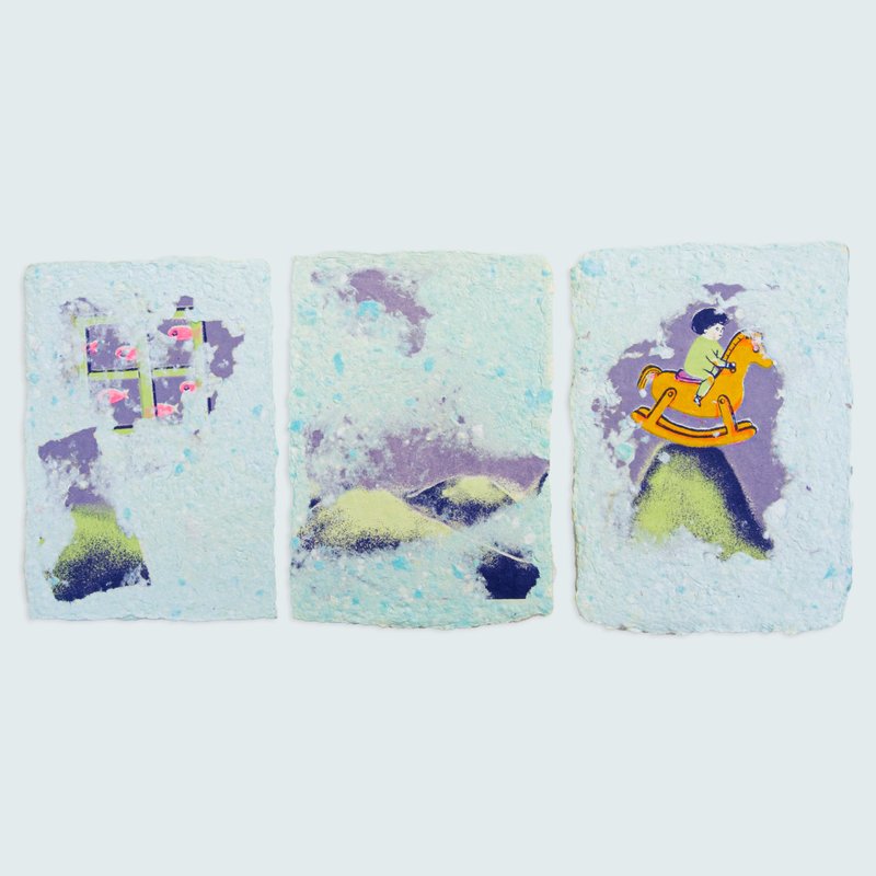 【手工畫/卡片組】平衡 (1組3張) - 卡片/明信片 - 紙 藍色