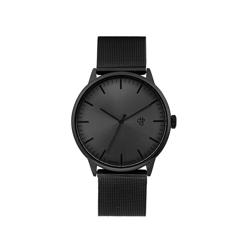 Chpo Brand 瑞典品牌 - Nando系列 黑錶盤 - 黑米蘭帶可調式 手錶 - 男錶/中性錶 - 不鏽鋼 黑色