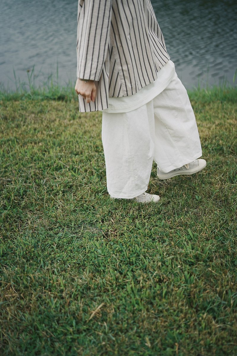 Denim Pants - White - กางเกงขายาว - ผ้าฝ้าย/ผ้าลินิน ขาว