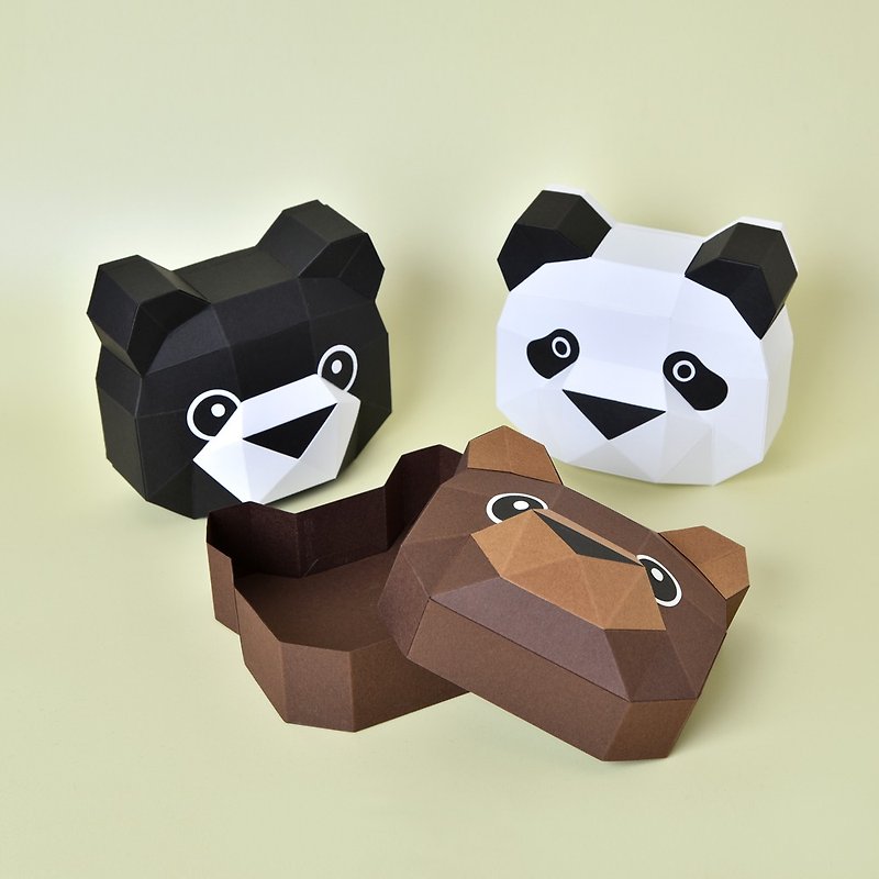 3D paper model-DIY hands-on-function series-bear treasure box-storage box gift box - งานไม้/ไม้ไผ่/ตัดกระดาษ - กระดาษ หลากหลายสี