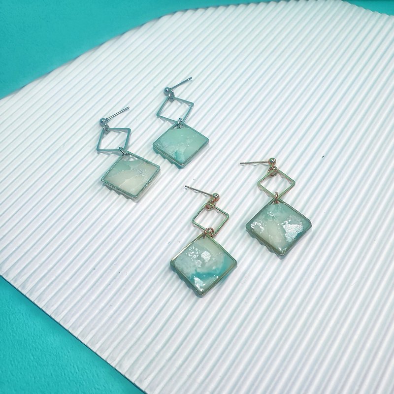 Ocean Soda | Large and Small Square Styles | Earrings/Earrings - Earrings & Clip-ons - Pottery 