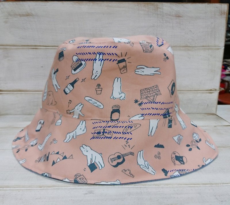 Pink & blue bunny everyday plain-sided hat - Hats & Caps - Cotton & Hemp Pink