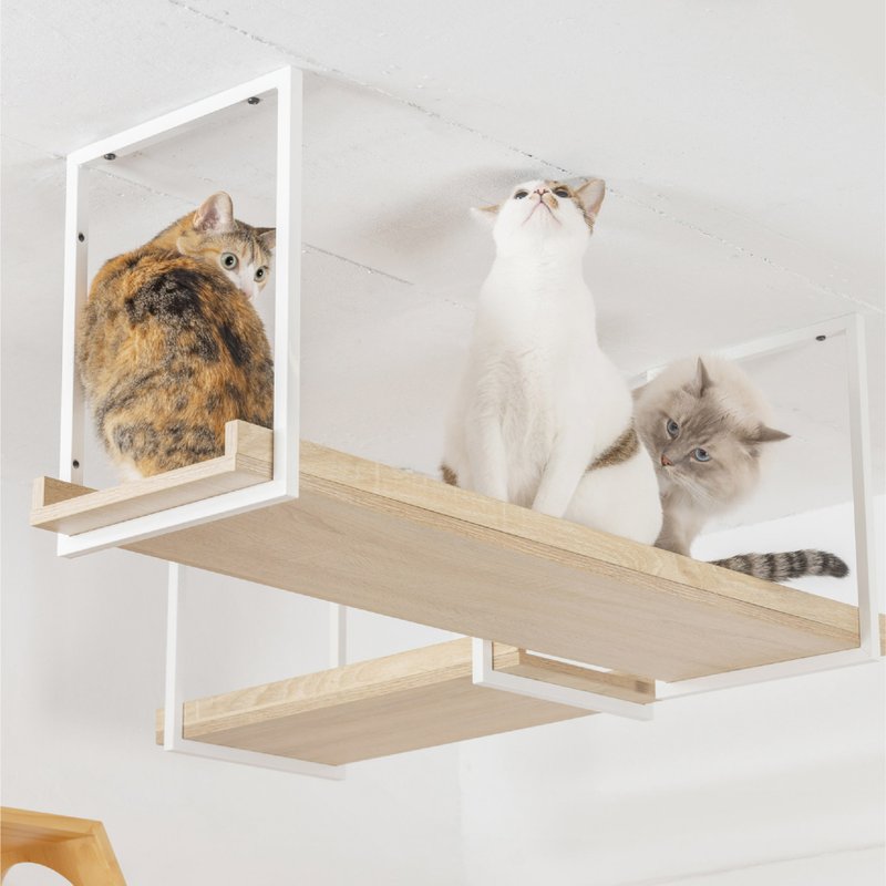 【Cat Floating Walkway, Bridge】 AVENUE -White-L, MYZOO - Scratchers & Cat Furniture - Wood Khaki