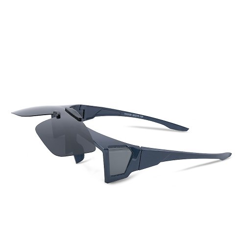 ALEGANT 時尚墨鏡│濾藍光眼鏡 多功能可掀雲海藍偏光墨鏡│掀蓋全罩外掛式UV400太陽眼鏡│套鏡