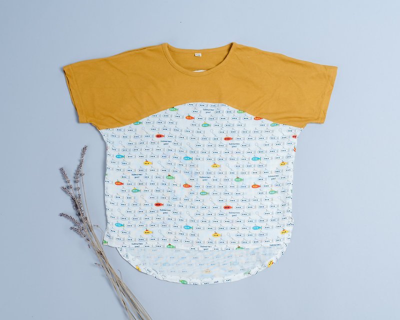 Short-sleeved shirt-light 1vs traffic 2-yarn.Jpg - Tops & T-Shirts - Cotton & Hemp Orange