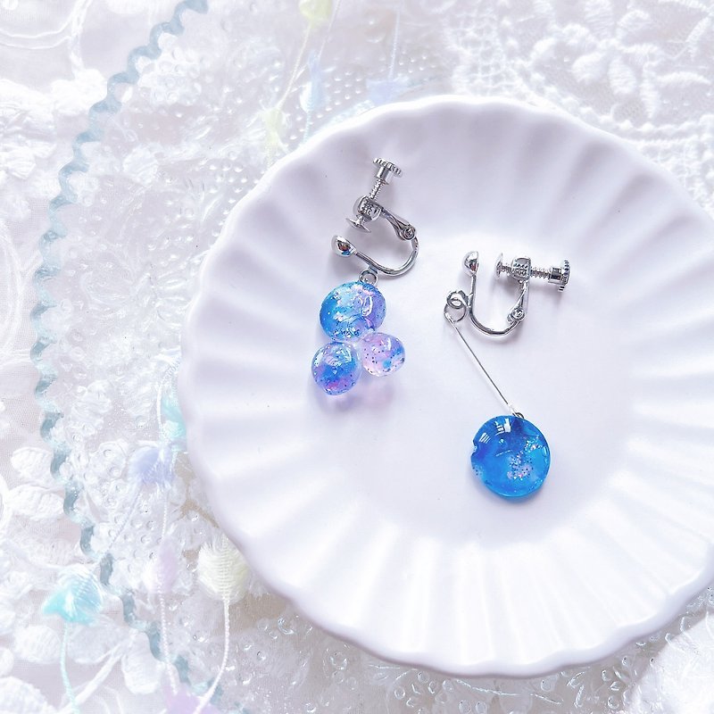 Handmade starry earrings ear clips accessories - ต่างหู - วัสดุอื่นๆ หลากหลายสี