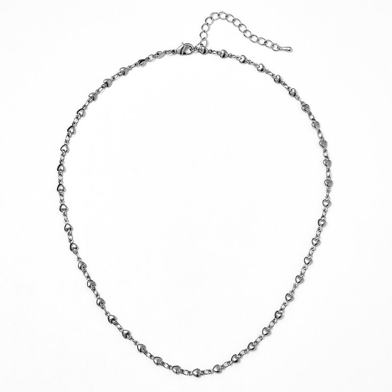 Mini heart ball chain necklace silver - สร้อยคอ - ทองแดงทองเหลือง สีเงิน