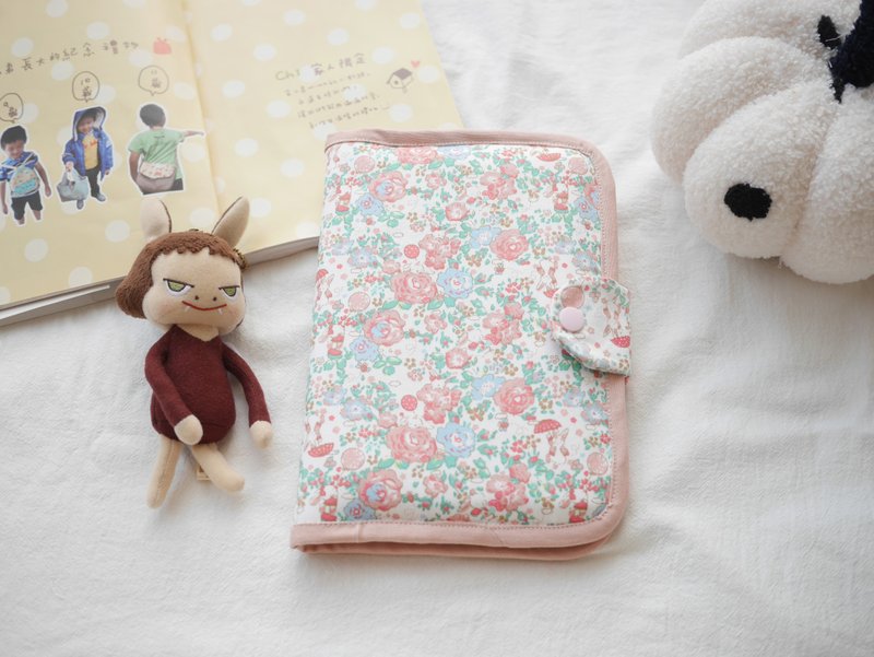 Baby manual cover, mother manual cover, book cover can hold two manuals, garden bunny style - Other - Cotton & Hemp Pink