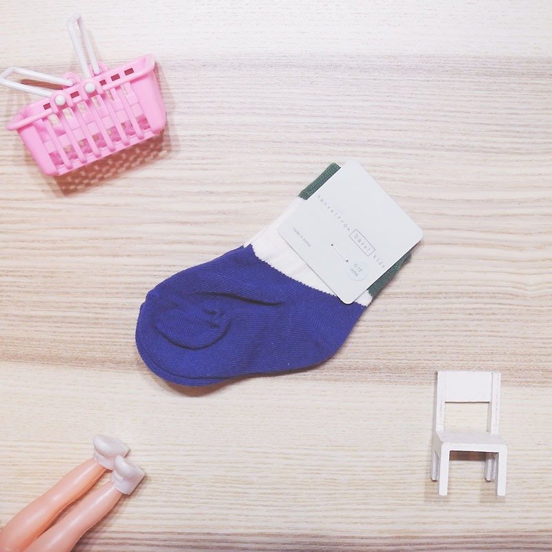 Sc. Lifestyle 幾何童襪 - 襪子 - 棉．麻 藍色