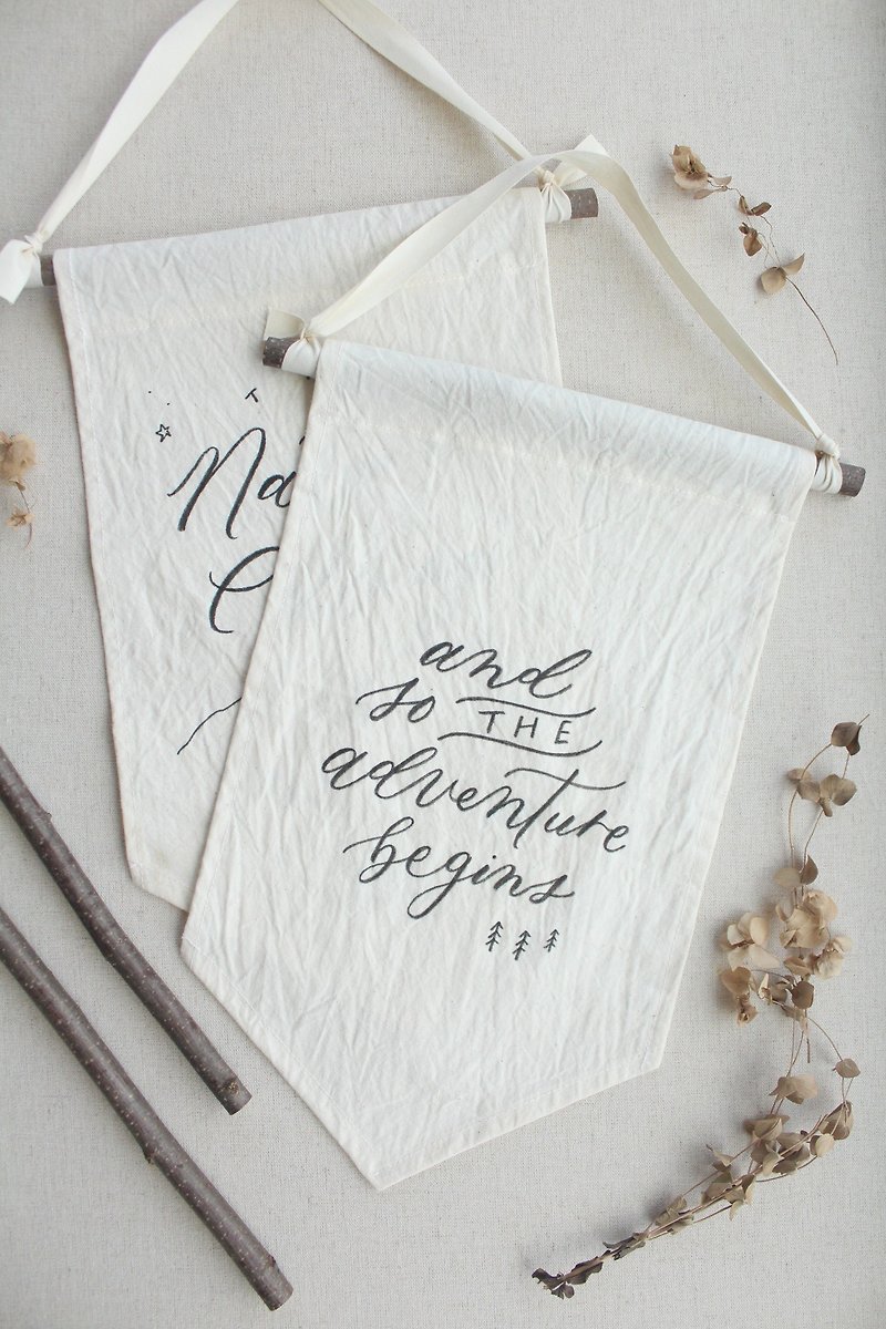letters by ann custom handwritten small cloth flag - Items for Display - Cotton & Hemp White