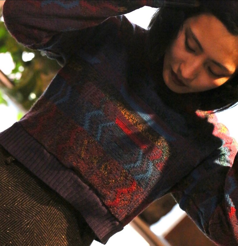 Vintage 蘇格蘭手織毛衣 - 女毛衣/針織衫 - 羊毛 紫色