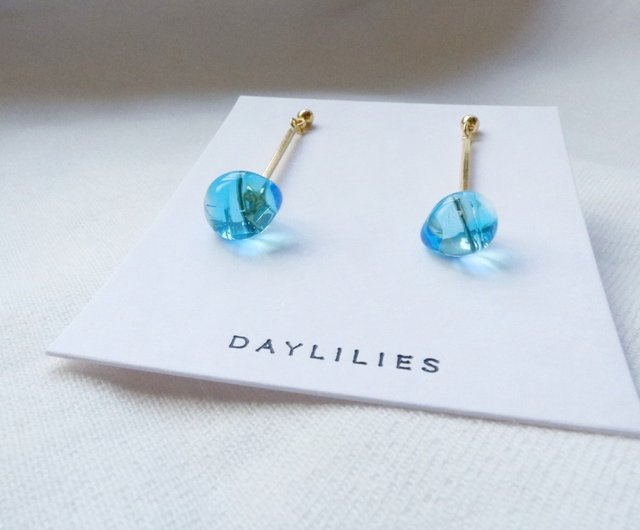 ティアドロップビーズピアス-ブルーブルー - ショップ