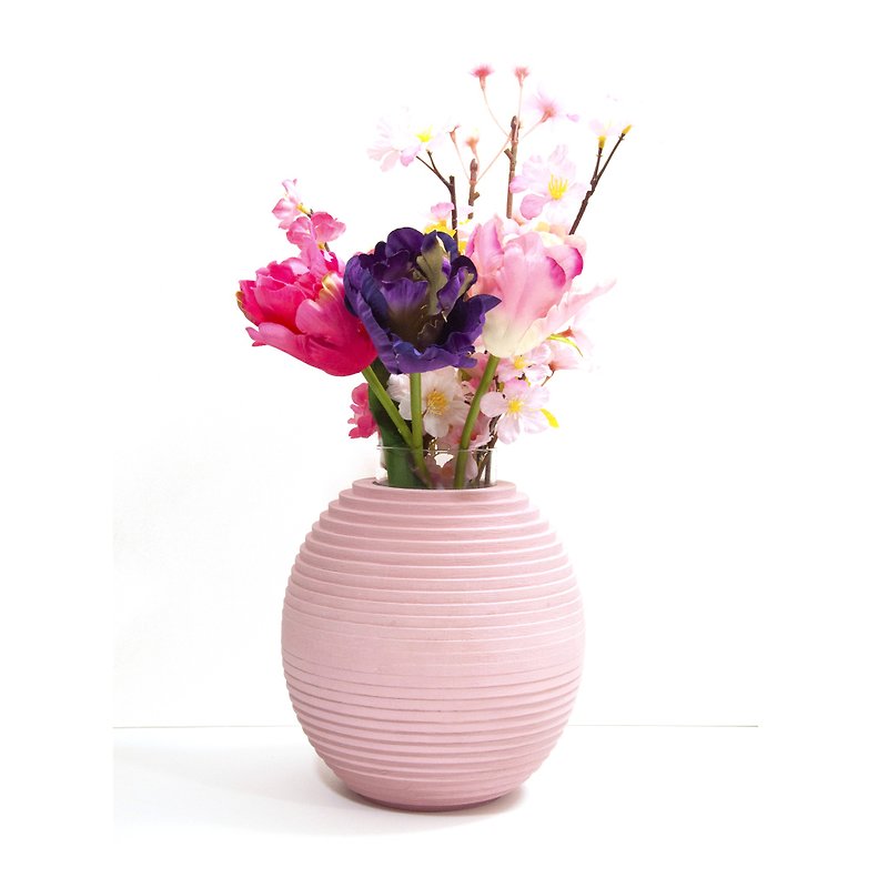Spring-colored spherical vase - เซรามิก - ไม้ สึชมพู