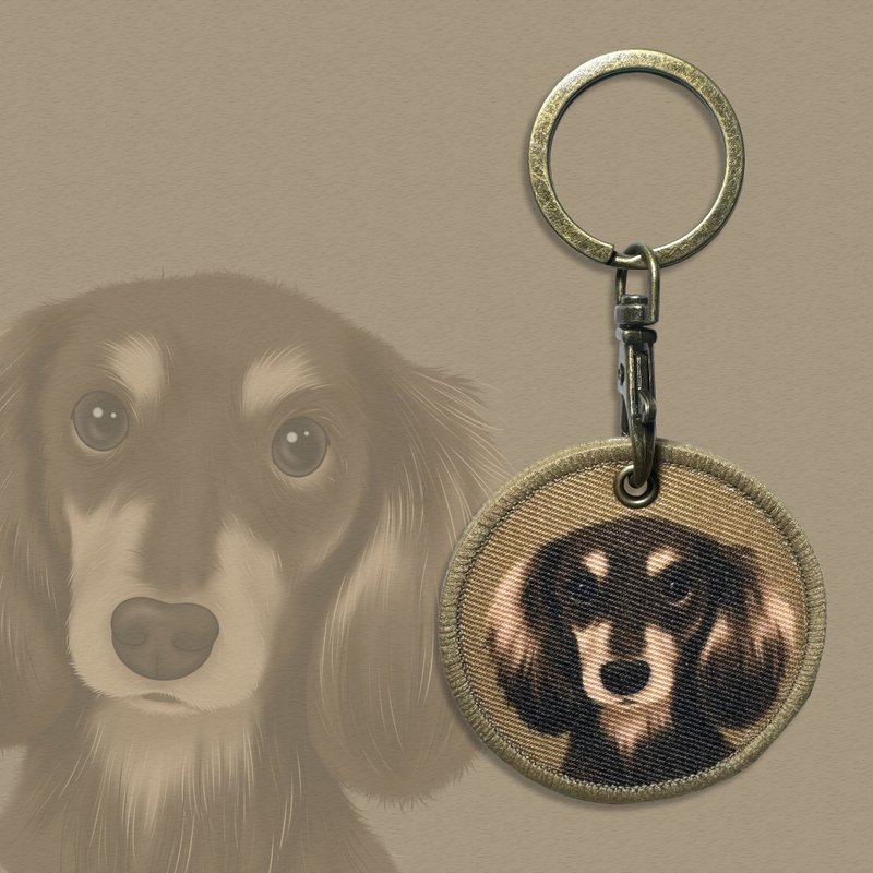 Dachshund  key chain - ที่ห้อยกุญแจ - วัสดุอื่นๆ สีกากี