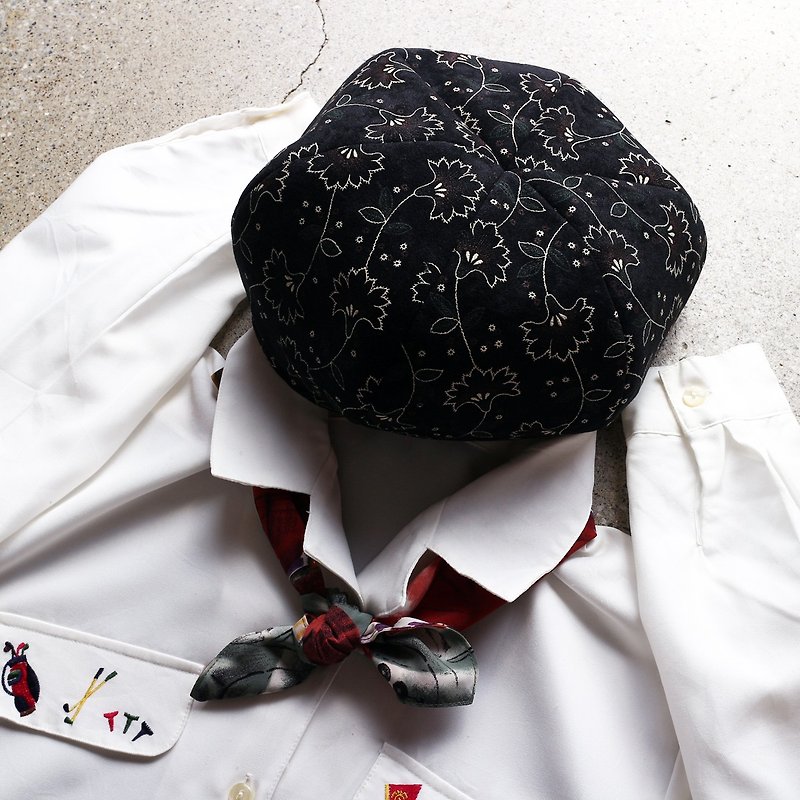 JOJA│ [Limited] Japan old Bubei Lei / SM Adjustable / beret / painter cap - หมวก - ผ้าฝ้าย/ผ้าลินิน สีดำ