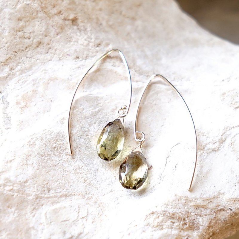 14kgf Smoky Lemon Quartz Long Earrings ~ lemon - Earrings & Clip-ons - Other Metals Yellow