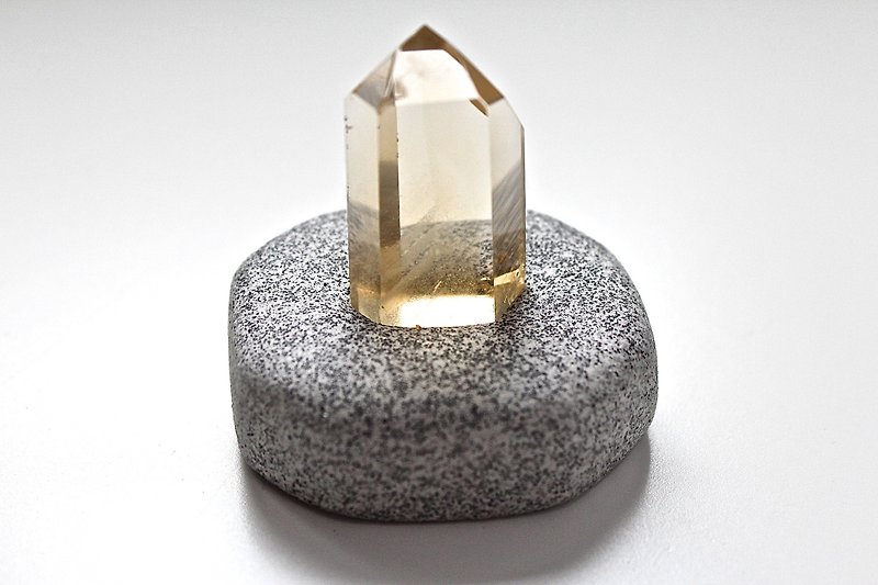 SHIZAI ▲ planted natural stone citrine column (with stand) ▲ - Items for Display - Gemstone Yellow